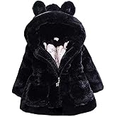 WEONEDREAM Toddler Girls Winter Fleece Coat Kids Hooded Faux Fur Jacket Baby Warm Outwear