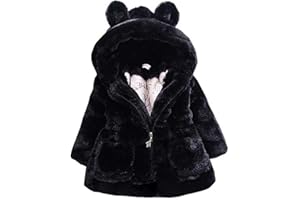 WEONEDREAM Toddler Girls Winter Fleece Coat Kids Hooded Faux Fur Jacket Baby Warm Outwear