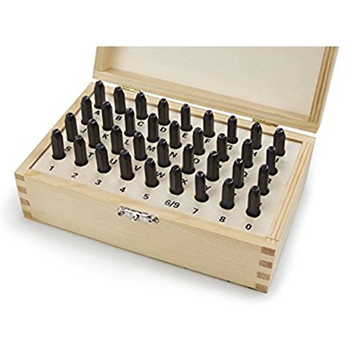 Yaetek 5/32-Inch Letter and Number Stamp Set, Wooden Box, 36 PIECE