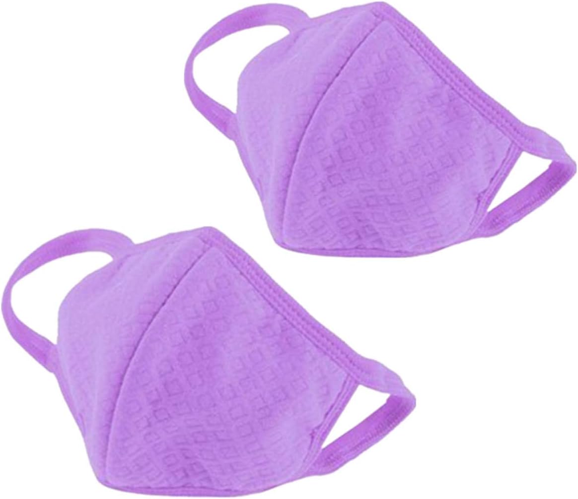 YYaaloa 2 pcs Reusable Cotton Mouth Mask Purple Anti Dust Face Mask for Men and Women for Outdoor Half Face Masks (style 1-2pcs Purple)