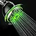 PowerSpa All Chrome 4-Setting LED Shower Head with Air Jet LED Turbo Pressure-Boost Nozzle Technology; 7 Colors of LED Lights Change Automatically Every Few Seconds