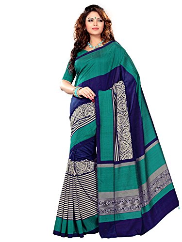Shonaya Green Banarasi SIlk Printed saree & Unstitched Blouse Piece,Free Size