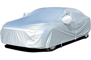 Tecoom Car Cover Waterproof All Weather for Automobiles, Light Shell Waterproof UV-Proof Windproof Design Car Cover with Zipper Storage and Lock for All Weather Indoor Outdoor Fit 191-200 Inches Sedan