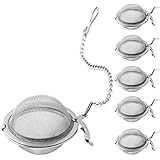 Tea Infuser, X-Chef Premium Stainless Steel Mesh Tea Ball Strainer for Cozy Tea Time Set of 6 - FREE Cleaning Brush