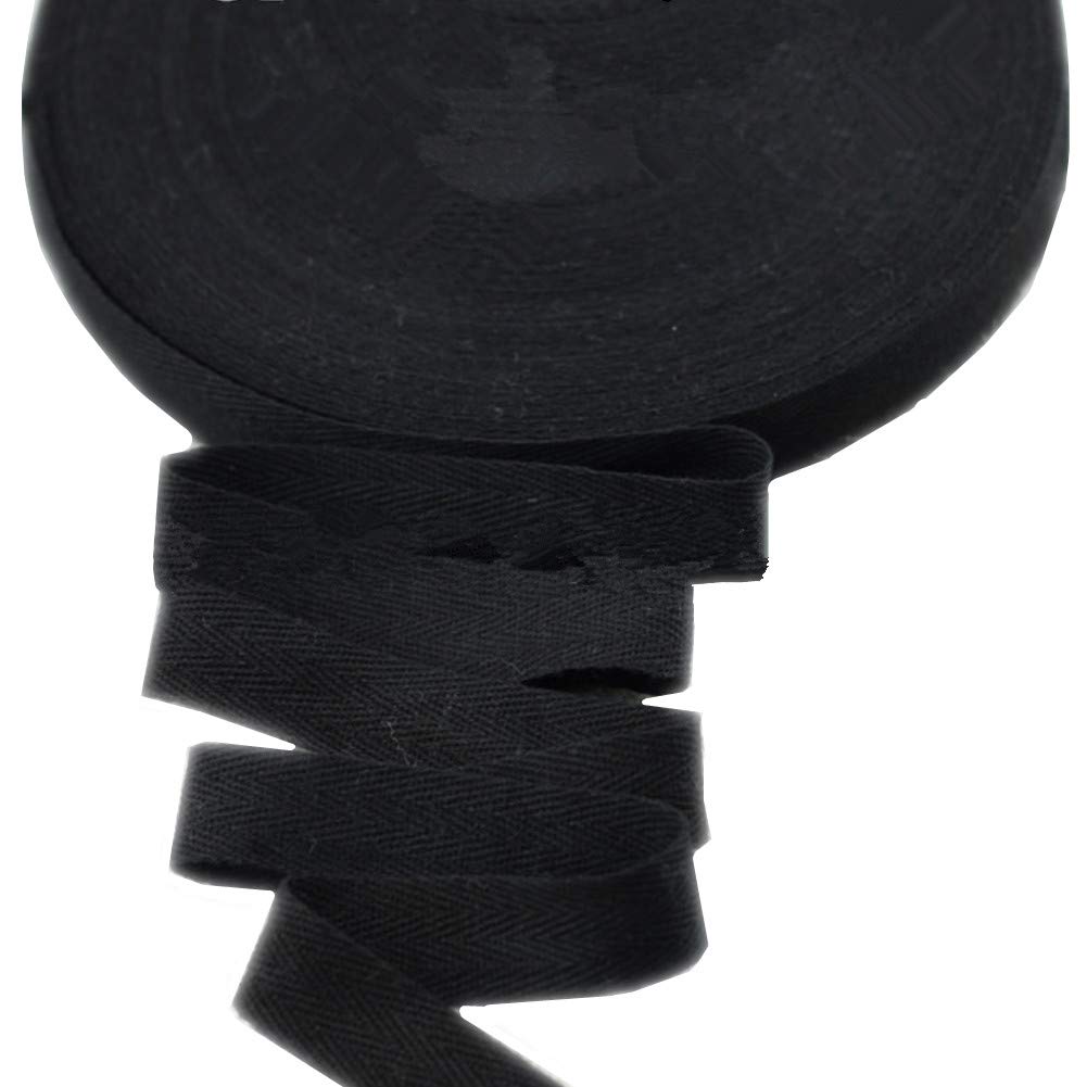 45meters Cotton Ribbon Herringbone Webbing Trim Fabric Tape Tapestry for Bias Binding Gift Wrapping Embellishment Craft Width 20mm (Black)