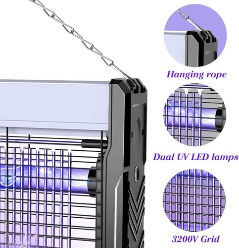 Neijiaer Electronic Insect and Fly Killer with USB Cable, 3200v Powerful Fly Trap Bug Zapper Indoor Outdoor,Fly Zapper Attracting Mosquito with UV Light for Kitchen,Home,Indoor Garden Yard.