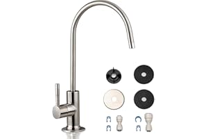 iSpring GA1-BN Drinking Water RO Faucet for Kitchen Sink, Heavy-Duty Lead-Free Reverse Osmosis Faucet for RO Water Filtration System, Non-Air Gap 100% Stainless Steel RO Faucet, Brushed Nickel Finish