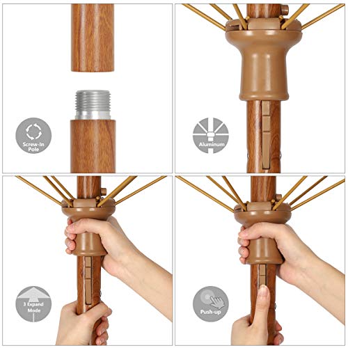 Sekey®180 cm Sonnenschirm mit Schutzhülle Strandschirm Balkonschirm Grau Rund Sonnenschutz UPF50+ – Bild 6