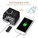 Foreita Digital Alarm Clock, Bluetooth Speaker with Dual Snooze Clock USB Charging Port, AUX TF Card Play, Thermometer, Large Mirror LED Dimmable Display for Bedroom, Kitchen, Table, Desk