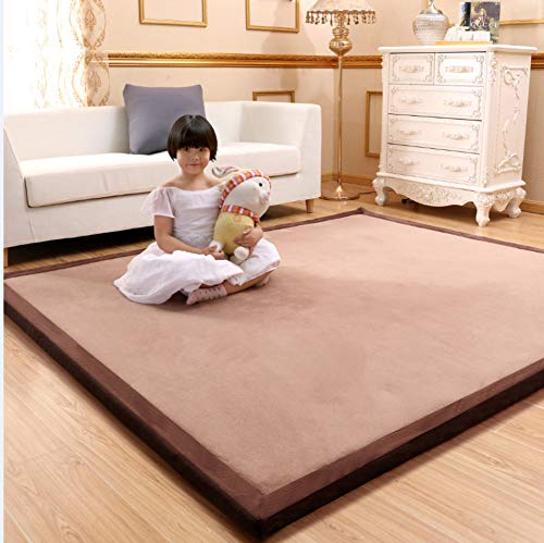 Lxyds-Fluffy-Zona-AlfombraSuave-MoquetasBeb-Jugar-MatTerciopelo-Coralino-Moquetas-Nios-gateando-Tatami-Mat-Sala-de-Estar-Dormitorio-Alfombra-Brown-100x100cm39x39inch