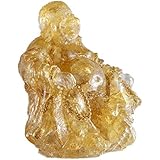Laughing Buddha Statue -Gemstone Buddha Figurine Featuring Citrine Healing Crystals - Happy Buddha Home Decor