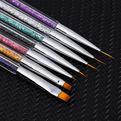 Beautifultracy 7 Pieces Nail Art Liner Brushes Dual-ended Painting Nail Design Brush Pen UV Gel Painting Acrylic Nail Design Nylon Brush Pen Set Nail Art Point Drawing Brush Pen