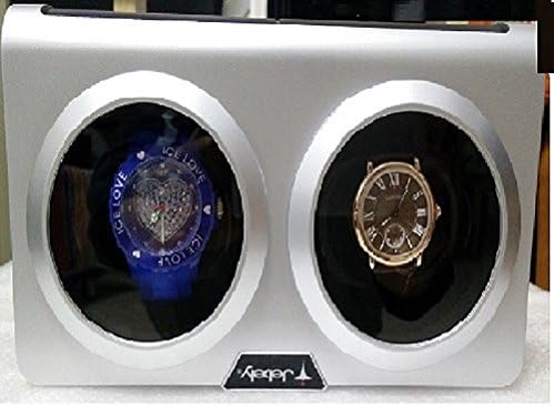 Jebely Black and White Dual Twin Double Watch Winder for Winding 2 Automatic Watches