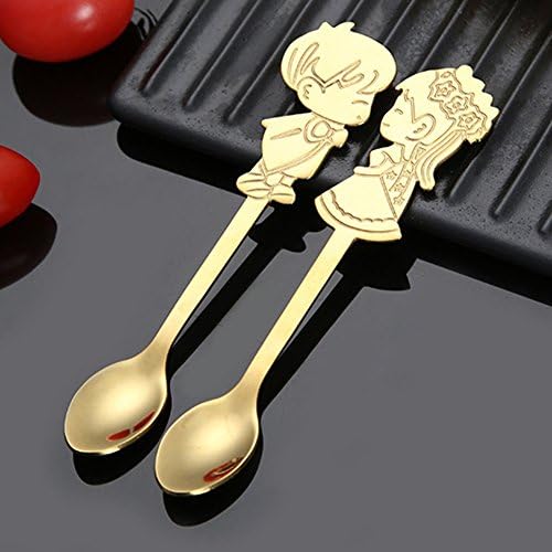 Bottle Coffee - Sdyday 2pc Stainless Steel Coffee Scoop Cartoon Couple Spoon Wedding Gift Golden - Dark Goodie Bubbles Kiss Gold Sale Glasses Journals Ocean Horse Transformers Variety Mazes