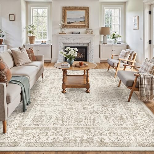 HUGEAR Hellbraun Vintage Teppich Wohnzimmer 200x300cm Waschbar