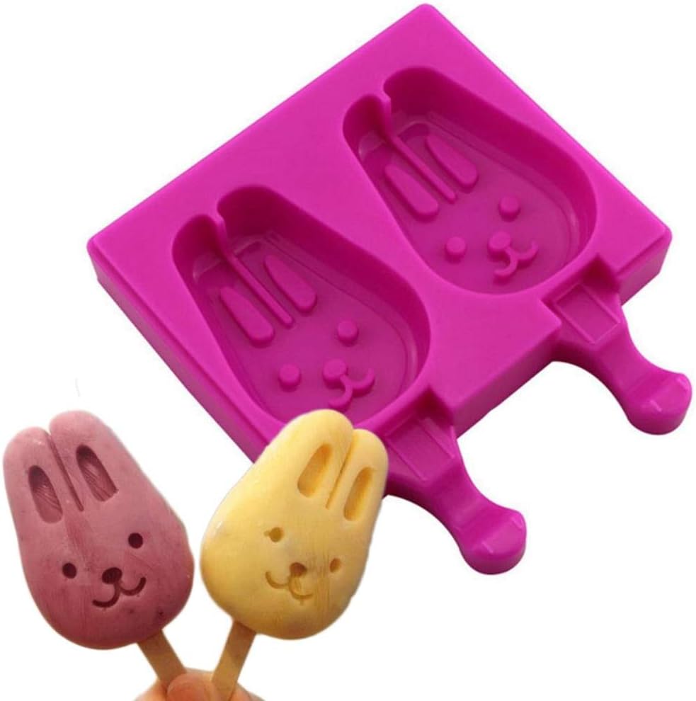 Wusyo 2 Cavities Bunny Rabbit Cartoon Animal Shape Chocolate Silicone Lollipop Ice Cream Cube Popsicle Mold Cake Pops Candy Moulds Rose Amazon Co Uk Kitchen Home