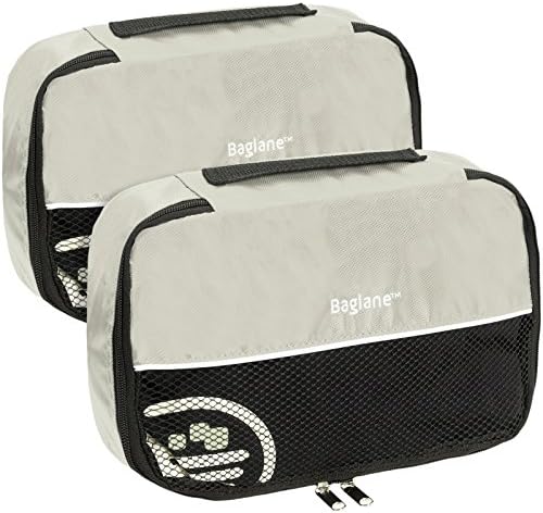 Baglane Packing Cube Bags - Nylon Travel Luggage - 2pc Set (Grey, S)