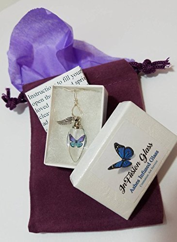 Cremation Urn Bead Butterfly Angel Wing Sympathy Gift Sterling Silver Necklace - Thumbnail 3