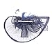 FeiYu Crafts Penny Mesh Hat Fascinator with Mesh Ribbons and Navy Feathers
