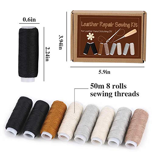 Leather Needle Sewing Kit with Storage Box, Sewing Awl, Leather Sewing Needles, 54 Yard Leather