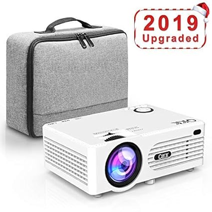 Proyector QKK, Mini Proyector con Estuche Portátil, 2500 Lux Video Proyector 1080P Full HD, Compatible con PC Smartphone Tablet HDMI...