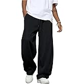 GORGLITTER Men's Wide Leg Sweatpants Baggy Double Waisted Streetwear Track Sweat Pants Joggers Casual Work