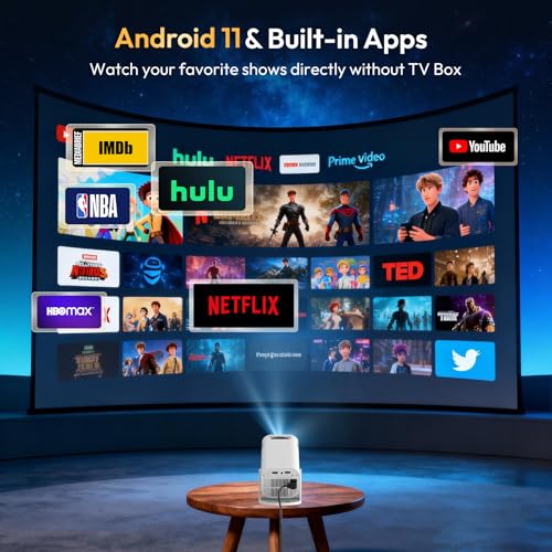 [2026 Upgraded & Android 14.0] Mini Projector Native 720P HD, Supports 4K 1080P, XGODY Gimbal 3 Pro Portable Projector 12000 Lumen, WiFi 6, Bluetooth, Auto Keystone, Video Projector for Home Cinema