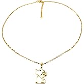 18K PVD Gold Plated Stainless Steel Cat Pendant Necklace, Dainty Chain, 45cm with 5cm Extension
