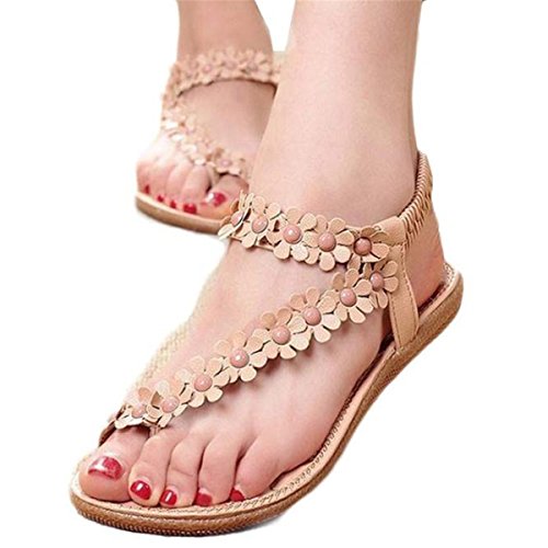 Hot Sale!! ZOMUSA Women Summer Flat Wedge Espadrille Rome Sandals Platform Shoes (US:8, Khaki)