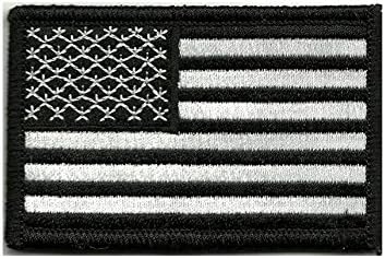 USA Flag Velcro Tactical Patch American Flag US United States of America Military Uniform Emblem Patches, Black &amp; White