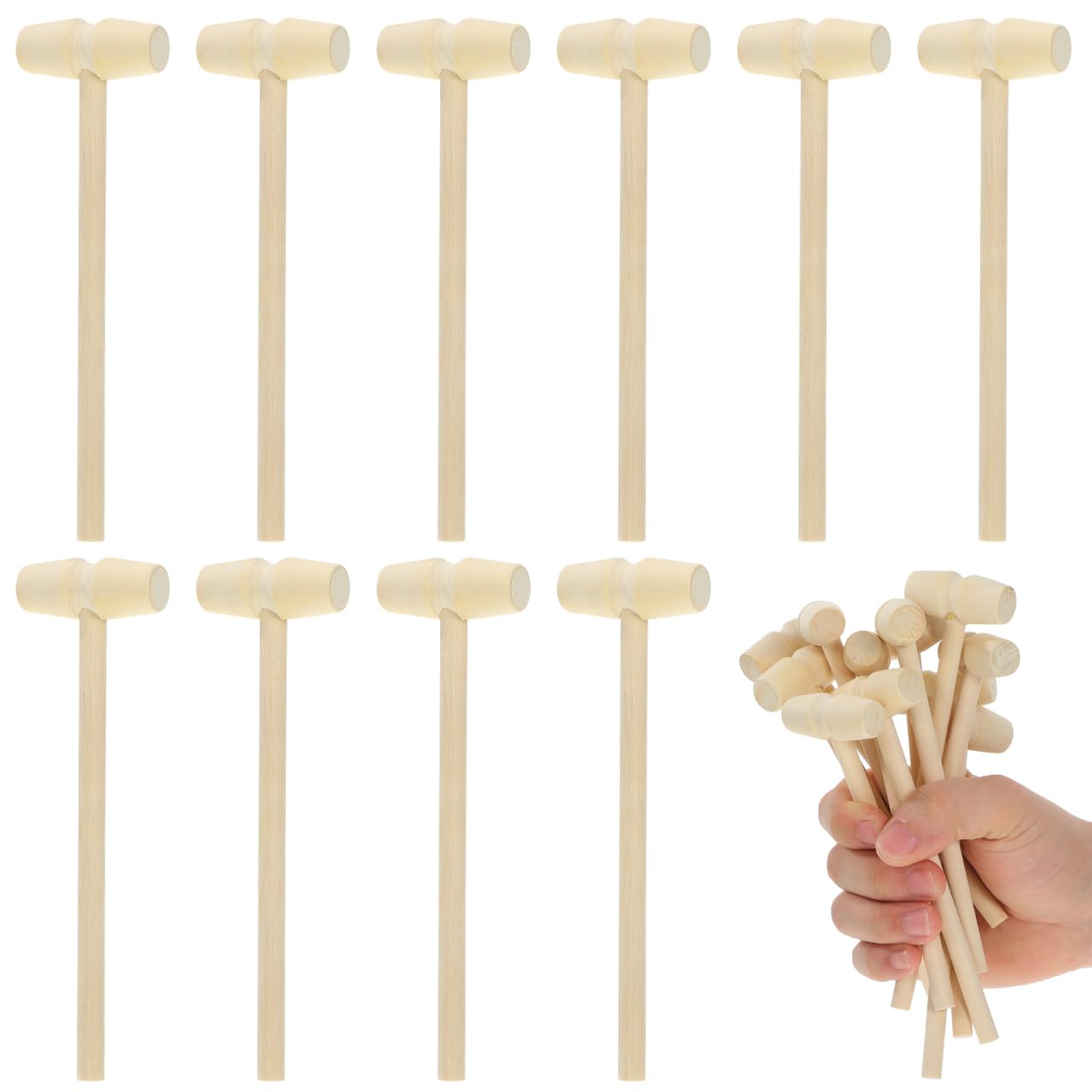 STOBOK Pack of 20 mini Wooden Hammers for Chocolate, Toy Crab Lobster Beaters, Ideal for Kids' Hand-eye Coordination