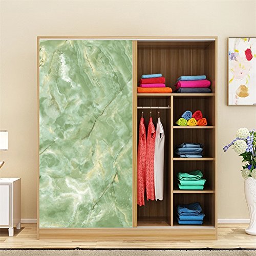 GanDecor Green Faux Marble Wall Sticker Art Decor Self Adhesive Furniture Refurbished Home Decorative Roll Removable 60x180cm/23.62x70.87 - Thumbnail 7