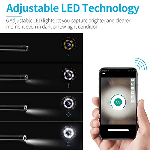 Wireless Endoscope - KinCam 2600mAh IP67 Waterproof WiFi Borescope Inspection Camera 2.0 MP Semi-Rigid Snake Camera for Android and iPhone, iOS Smartphones (5m/16.4ft Cable) - Thumbnail 3