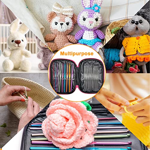 KongJies Crochet Hooks Set, 22pcs Pack Multicolor Aluminum Knitting Needles Yarn Craft Set Soft Grip Assorted Ergonomic Handle Crochet Hooks 22 Sizes