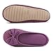 HomeTop Women’s Cozy Cashmere Cotton Closed Toe House Slippers with Cute Bow Accent (Medium / 7-8 B(M) US, Purple)