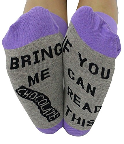 IF YOU CAN READ THIS Funny Saying Knitting Word Combed Cotton Crew Wine Coffee Beer Socks for Men Women (Purple Gray (Chocolate))