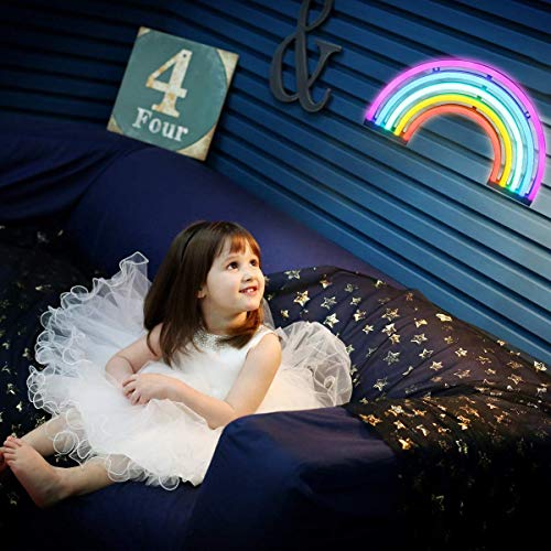 XIYUNTE Rainbow Neon Lights, Rainbow Lights Christmas Neon Wall Light Battery and USB Operated Light up LED Signs Rainbow Lamps for Children's Bedroom,Christmas,Wedding,Party Decoration