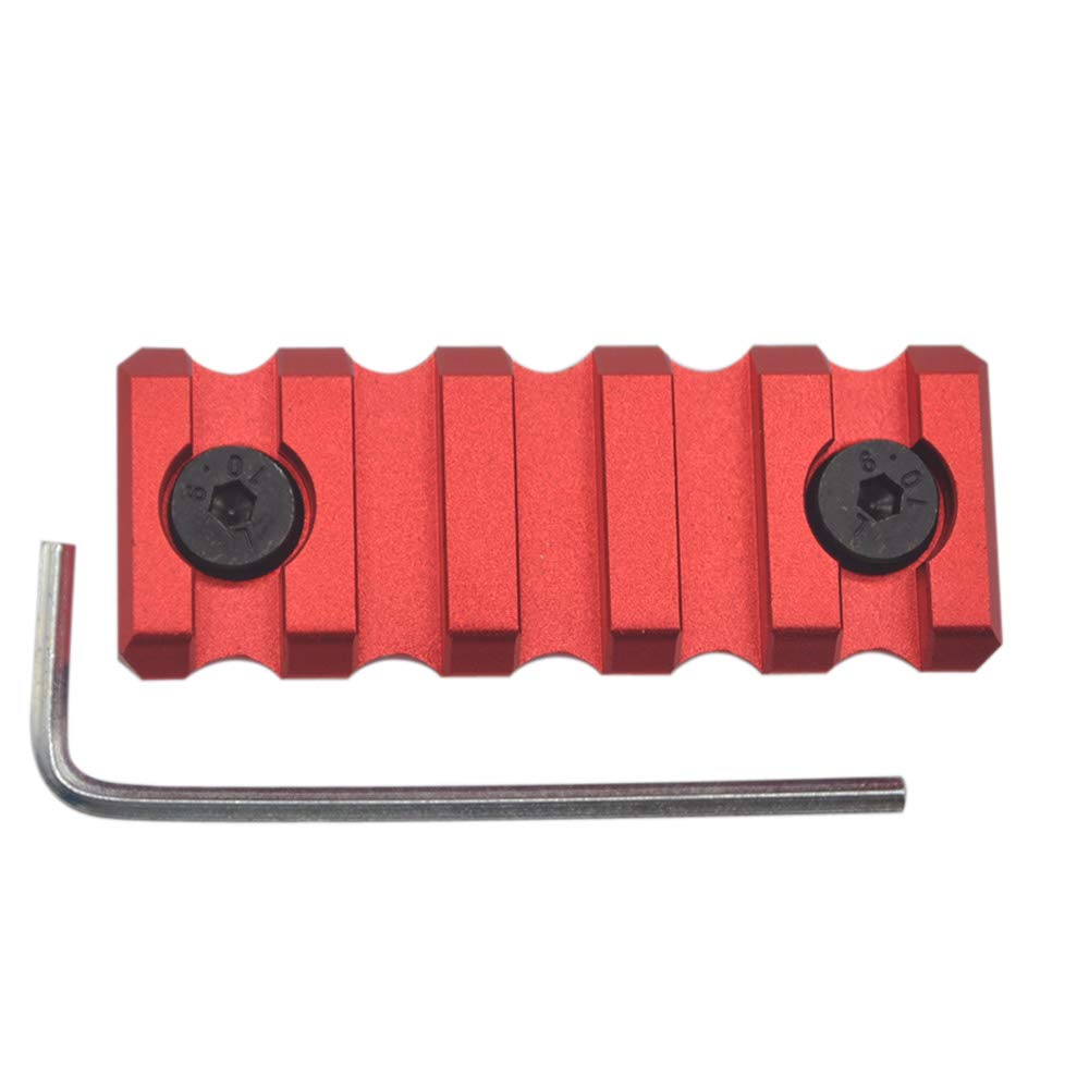 Trirock Picatinny Rail Section 2.2 Inch 5 Slot Red Color with Dual Interface for Both Keymod & Mlk Rail Mount System