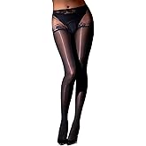 ZCGFKANYU Women's Oil Shiny Pantyhose Lace Crotch High Waist Stockings Tights Oil Shimmer Tights Ultra Silky 8 Denier