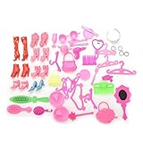 Buytra 50 Pcs Doll Accessories Shoes Bag Mirror Hanger Comb Bracelet For Barbie Dolls