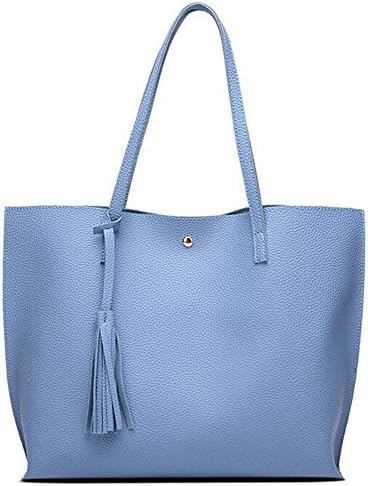 Lightweight Large Size Fashion Top-Handbag Shoulder Bag Simple Style Gift for Women(Blue)