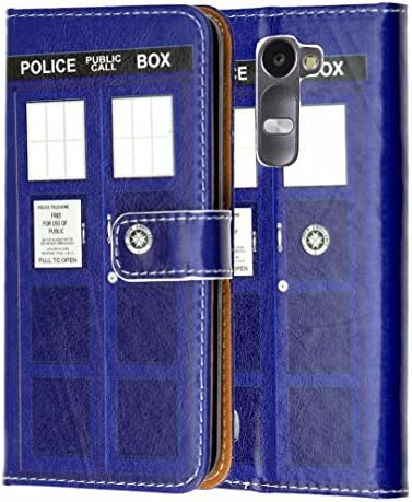 LG Tribute 5 K7 Wallet Case, DURARMOR® Tardis Doctor Who Police Box Premium Leather Folio Purse Wallet with ID, Credit Card, Cash Slots Flip Stand Cover Protector Carrying Case
