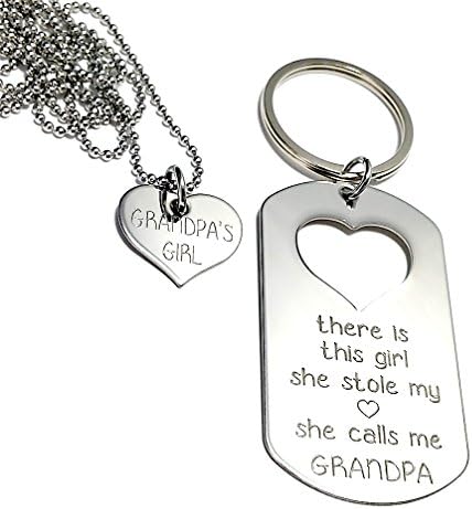 BlueSkyCreations There is This Girl who Stole My Heart She Calls me Grandpa - Keychain, Necklace Set