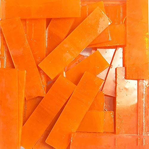 1 X 4 cm Stained Glass Strip,DIY Glass Mosaic Hobbies,DIY Crafts,Plates,Picture Frames,Flower Pots,Handmade Jewelry 200g (Orange)