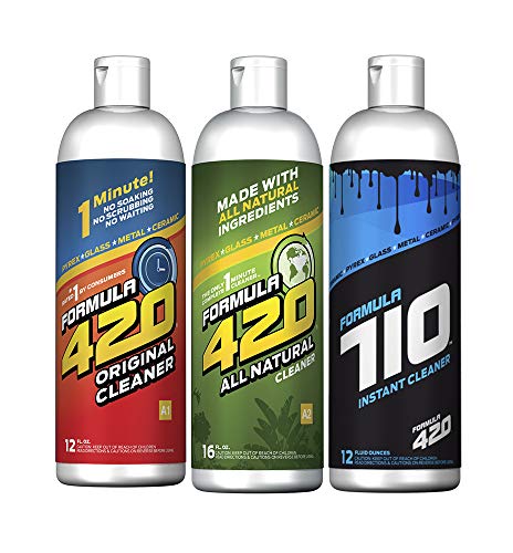 Formula 420 Bundle Pack : 1 Bottle Glass Metal Ceramic Pipe Original Cleaner 12 oz, 1 Bottle All Natural Formula 420 Pipe Cleaner - Cleans - Glass, Pyrex, Metal, Ceramic 16 oz & 1 Bottle Formula 710