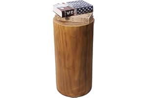 Athaliah Wooden Tree Stump End Table, 23.25" Paulownia Wood Hand Carved Rustic Wood Side Table, Wood Stump for Plant Stand Decor Nightstands Stool Indoor Outdoor