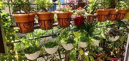 Vinshra Diamond Hanging Pots/Hanging Planters/Planters for Plants/Hanging Flower Pot/ Color White- Set of 10 Pots