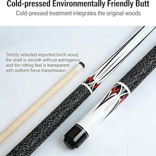 Homodoskey 2-Piece Maple Pool Cue Stick Set, Anti-Warp Great Hand Feel Billiard Cues with 13mm Tip & Center-Joint, Complete Snooker Kit for Home Bar - Includes 2 Cues, 2 Bags, 2 Gloves, 4 Chalks