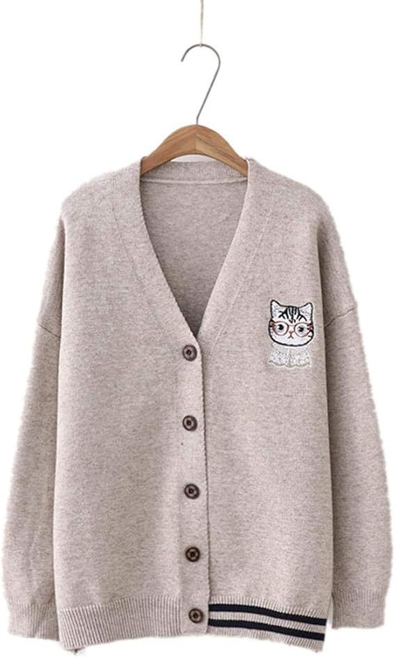 Amazon Co Jp Dreamys 無地 カーディガン ニット 綿100 Vネック コットン トップス 長袖 シンプル スクール セーター ゆったり 学生 制服 カーキ 服 ファッション小物