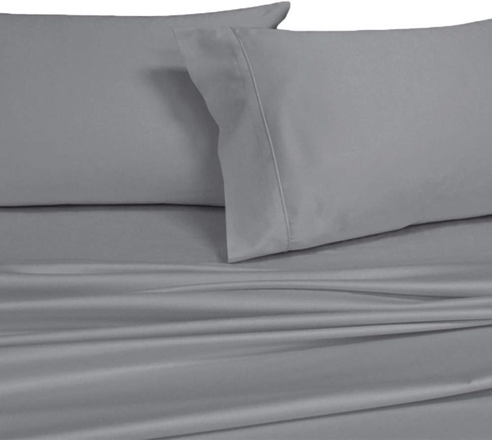 Royal Hotel Bedding Twin Extra Long Solid Gray Wrinkle-Free Brushed Microfiber Sheet Set, deep Pocket, 95gsm, 100% Luxury Sheets.